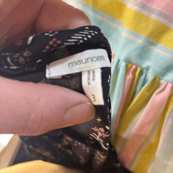 Maurices Geometric Floral Print Button Up Womens Blouse Top Size 3x V-Neck Boho - Picture 5 of 7